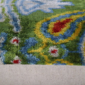 Canvello Green Handmade 16x24 Silk Velvet Pillow, Organic Veg Dyed, Down/Feather Filled