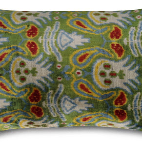 Canvello Green Handmade 16x24 Silk Velvet Pillow, Organic Veg Dyed, Down/Feather Filled