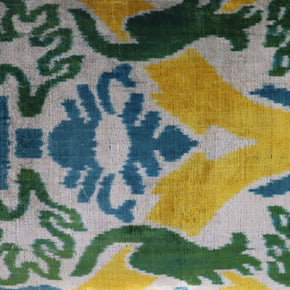 Canvello Green Yellow Blue Handmade 16x24 Silk Velvet Pillow, Organic Veg Dyed, Down/Feather Filled