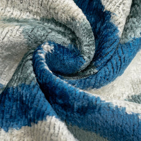 Canvello Handmade Chevron Velvet Throw Pillow In Blue And Grey - Ideal For Modern And Coastal Decor - 24x16 In