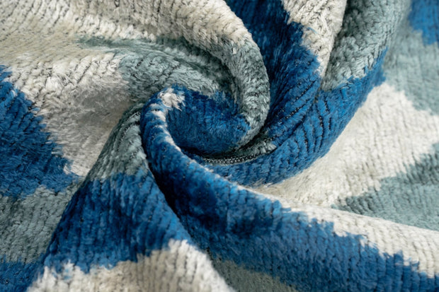 Canvello Handmade Chevron Velvet Throw Pillow In Blue And Grey - Ideal For Modern And Coastal Decor - 24x16 In