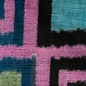 Canvello Handmade Geometric Velvet Throw Pillow With Vibrant Pink Blue Green - Perfect For Modern Interiors - 16x24 In