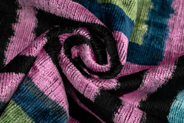 Canvello Handmade Geometric Velvet Throw Pillow With Vibrant Pink Blue Green - Perfect For Modern Interiors - 16x24 In