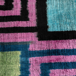 Canvello Handmade Geometric Velvet Throw Pillow With Vibrant Pink Blue Green - Perfect For Modern Interiors - 16x24 In