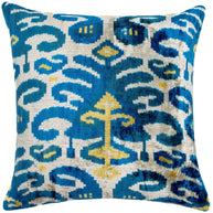 Canvello Handmade Gold Blue Decorative Pillow With Down Insert -  20