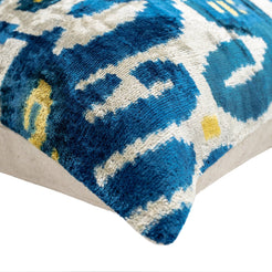 Canvello Handmade Gold Blue Decorative Pillow With Down Insert -  20