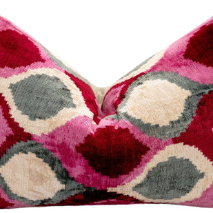 Canvello Handmade Luxury Decorative Pillow Cover & Premium Down Feather Insert Soft Velvet Silk Throw Cushion Gray Pink Ivory 16x24 In