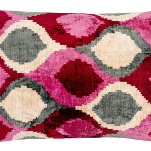 Canvello Handmade Luxury Decorative Pillow Cover & Premium Down Feather Insert Soft Velvet Silk Throw Cushion Gray Pink Ivory 16x24 In