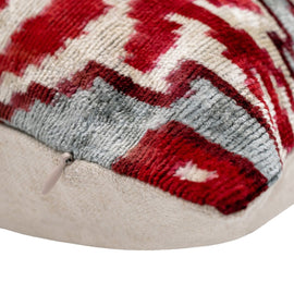 Canvello Handmade Luxury Decorative Pillow Cover & Premium Down Feather Insert Super Soft Velvet Silk Throw Cushion Gray Red Blue 16x24 In