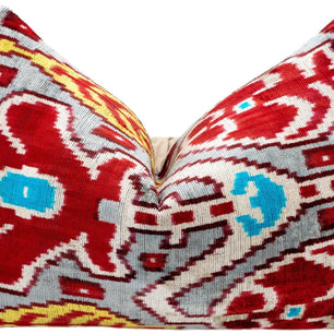 Canvello Handmade Luxury Decorative Pillow Cover & Premium Down Feather Insert Super Soft Velvet Silk Throw Cushion Gray Red Blue 16x24 In