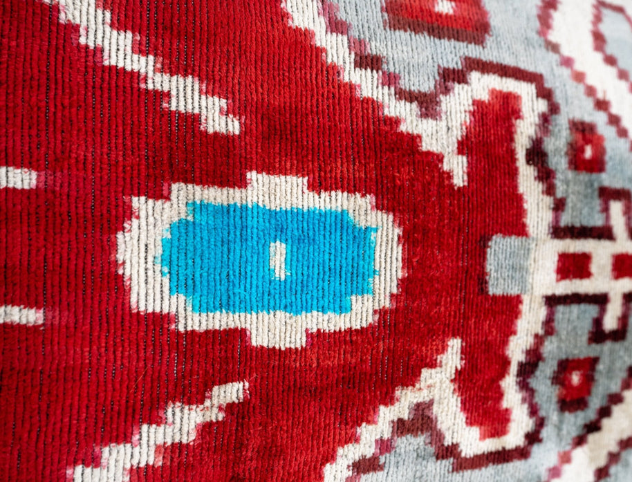 Canvello Handmade Luxury Decorative Pillow Cover & Premium Down Feather Insert Super Soft Velvet Silk Throw Cushion Gray Red Blue 16x24 In