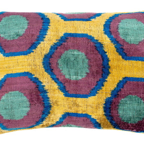 Canvello Handmade Luxury Purple Gold Green Decorative Pillow Cover & Premium Down Feather Insert Soft Velvet Silk Throw Cushion 16x24 In