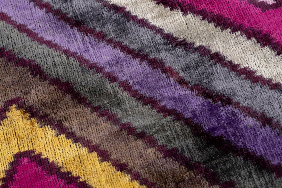 Canvello Handmade Luxury Purple Gray Chervon Decorative Pillow Cover & Premium Down Feather Insert Soft Velvet Silk Throw Cushion 16x24 In