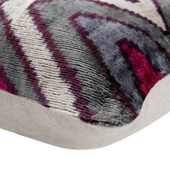 Canvello Handmade Luxury Purple Gray Chervon Decorative Pillow Cover & Premium Down Feather Insert Soft Velvet Silk Throw Cushion 16x24 In