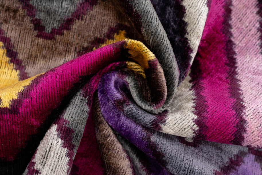 Canvello Handmade Luxury Purple Gray Chervon Decorative Pillow Cover & Premium Down Feather Insert Soft Velvet Silk Throw Cushion 16x24 In