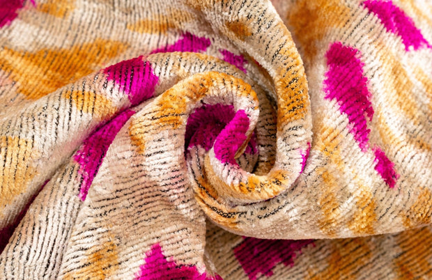 Canvello Handmade Pink And Gold Abstract Design Throw Pillow - 16x24 Inch, Silk Velvet, Vegetable Dyed With Premium Down Feather Insert