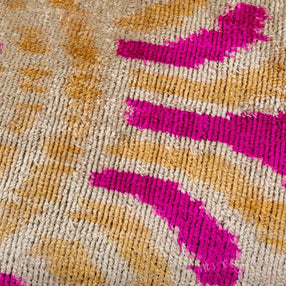 Canvello Handmade Pink And Gold Floral Design Throw Pillow - 16x16 Inch, Silk Velvet, Vegetable Dyed With Premium Down Feather Insert