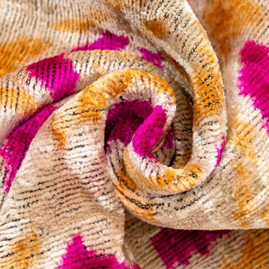 Canvello Handmade Pink And Gold Floral Design Throw Pillow - 16x16 Inch, Silk Velvet, Vegetable Dyed With Premium Down Feather Insert