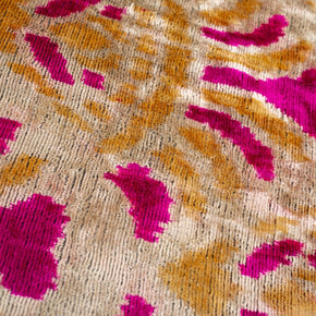 Canvello Handmade Pink And Gold Floral Design Throw Pillow - 16x16 Inch, Silk Velvet, Vegetable Dyed With Premium Down Feather Insert