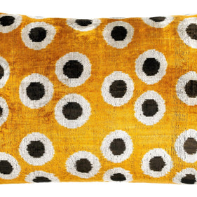 Canvello Handmade Polka Dot Velvet Throw Pillow In Mustard Yellow - Perfect For Modern And Eclectic Decor | 16 X 24 In