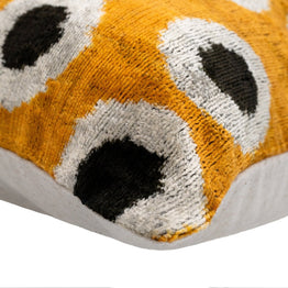 Canvello Handmade Polka Dot Velvet Throw Pillow In Mustard Yellow - Perfect For Modern And Eclectic Decor | 16 X 24 In