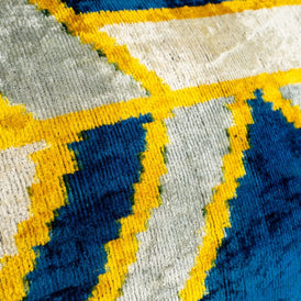 Canvello Handmade Throw Pillow Cover & Feather Insert | Gold Blue Gray | Soft Throw Pillow| Luxury Decorative For Couch | 16 X 24 In