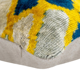 Canvello Handmade Throw Pillow Cover & Feather Insert | Gold Blue Gray | Soft Throw Pillow| Luxury Decorative For Couch | 16 X 24 In
