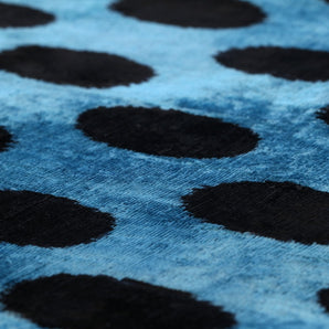 Canvello Handmade Velvet Lumbar Pillow In Blue And Black Polka Dot Design - High-Quality 16x24 Inch Decorative Accent With Premium Down Feather Insert