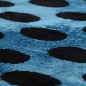 Canvello Handmade Velvet Lumbar Pillow In Blue And Black Polka Dot Design - High-Quality 16x24 Inch Decorative Accent With Premium Down Feather Insert