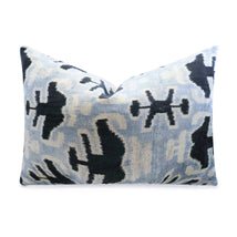 Canvello Handmade Velvet Lumbar Pillow In Gray And Black Ikat Design - High-Quality 16x24 Inch Decorative Accent With Premium Down Feather Insert For Sofas, Couches, And Interior Design