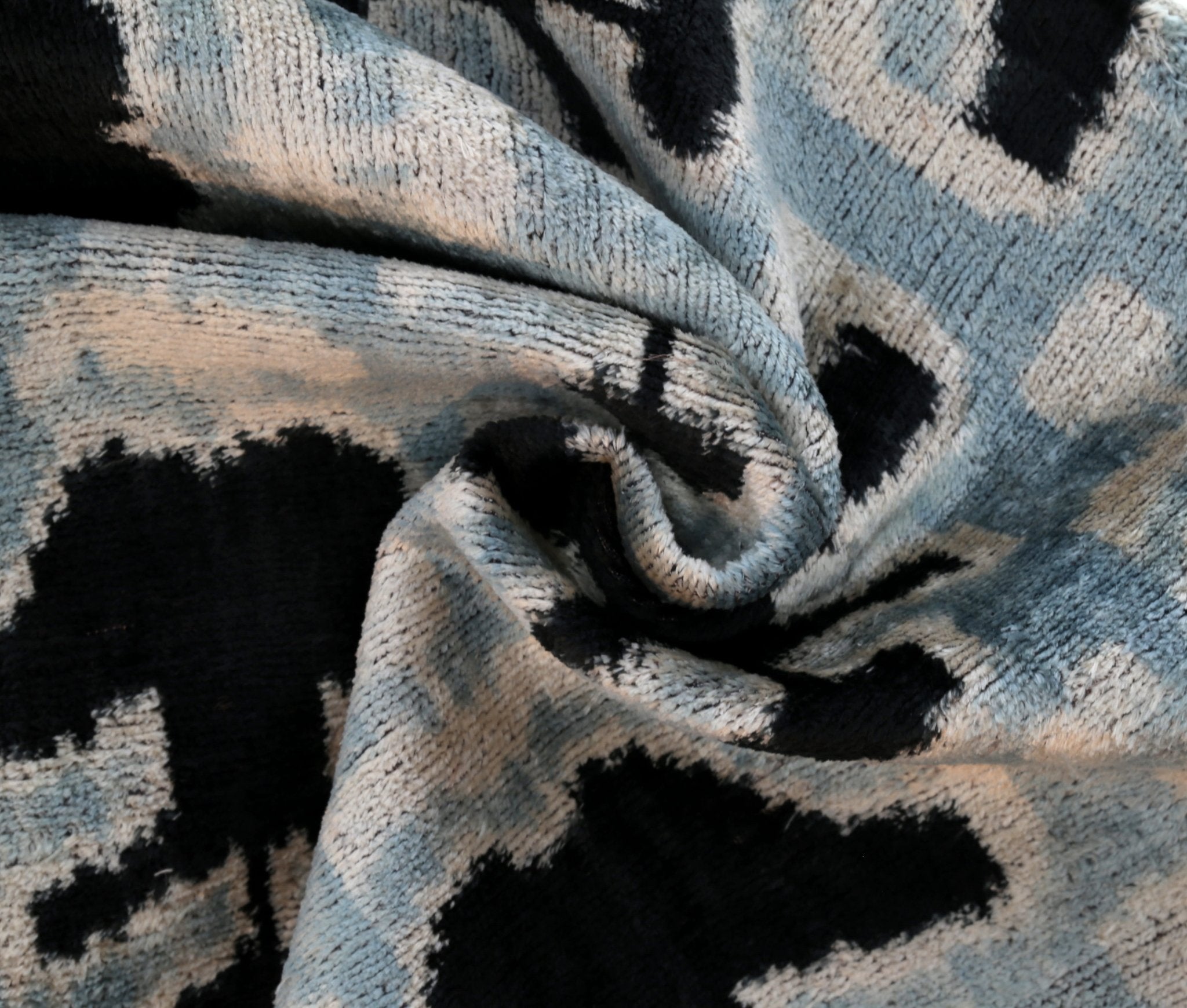 Canvello Handmade Velvet Lumbar Pillow In Gray And Black Ikat Design - High-Quality 16x24 Inch Decorative Accent With Premium Down Feather Insert For Sofas, Couches, And Interior Design