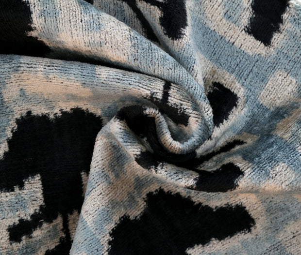 Canvello Handmade Velvet Lumbar Pillow In Gray And Black Ikat Design - High-Quality 16x24 Inch Decorative Accent With Premium Down Feather Insert For Sofas, Couches, And Interior Design