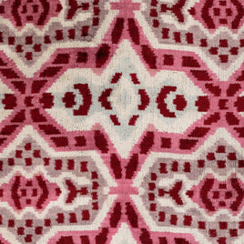 Canvello Handmade Velvet Throw Pillow With Red And Pink Ikat Design - High-Quality 20x20 Inch Decorative Accent With Premium Down Feather