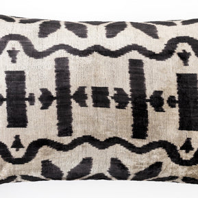 Canvello Luxurious 16x24 Handmade Velvet Silk Pillow With Premium Down Feather Insert -  Black And White Geometric