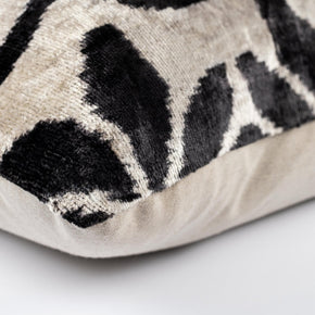 Canvello Luxurious 16x24 Handmade Velvet Silk Pillow With Premium Down Feather Insert -  Black And White Geometric