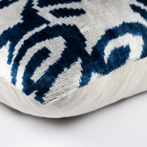 Canvello Luxurious 16x24 Handmade Velvet Silk Pillow With Premium Down Feather Insert -  Blue Geometric