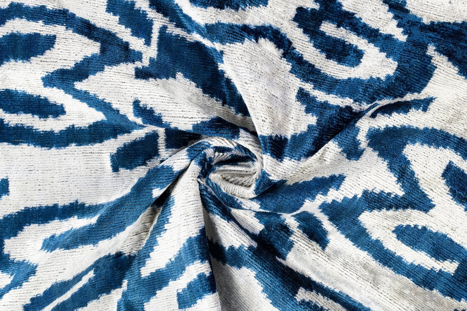 Canvello Luxurious 16x24 Handmade Velvet Silk Pillow With Premium Down Feather Insert -  Blue Geometric