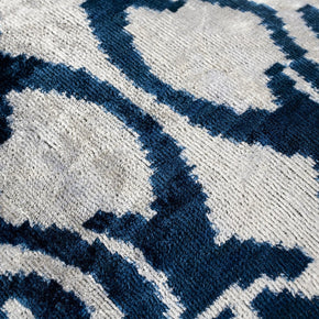 Canvello Luxurious 16x24 Handmade Velvet Silk Pillow With Premium Down Feather Insert -  Blue Geometric