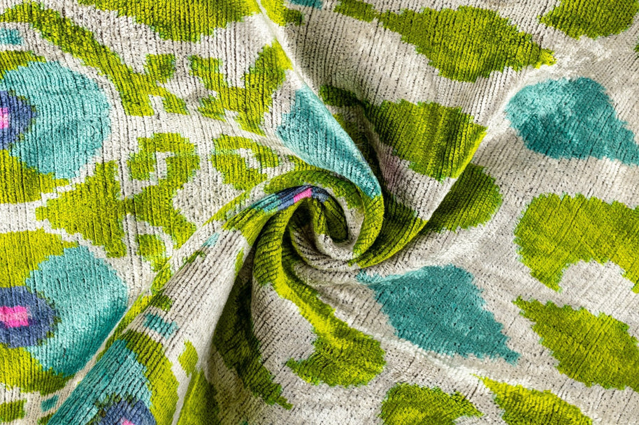 Canvello Luxurious 16x24 Handmade Velvet Silk Pillow With Premium Down Feather Insert - Elegant Green And Blue Patterned Design