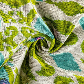 Canvello Luxurious 16x24 Handmade Velvet Silk Pillow With Premium Down Feather Insert - Elegant Green And Blue Patterned Design