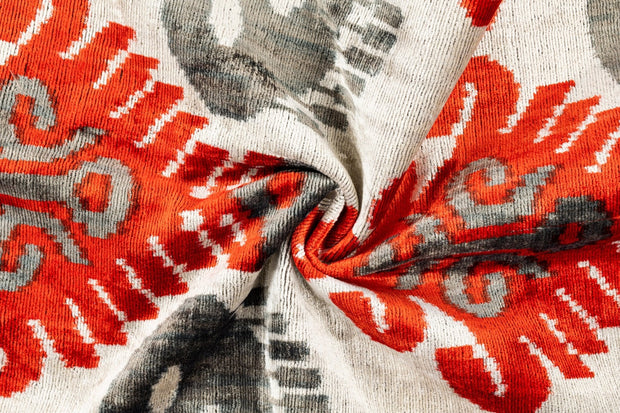 Canvello Luxurious 16x24 Handmade Velvet Silk Pillow With Premium Down Feather Insert -  Gray Orange Geometric