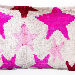 Canvello Luxurious 16x24 Handmade Velvet Silk Pillow With Premium Down Feather Insert -  Pink Star