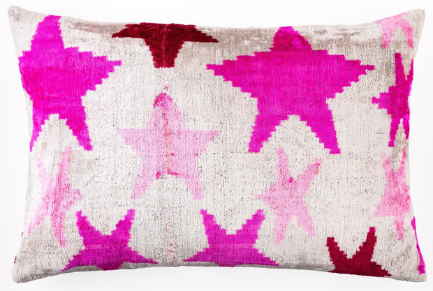 Canvello Luxurious 16x24 Handmade Velvet Silk Pillow With Premium Down Feather Insert -  Pink Star