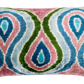 Canvello Luxurious 16x24 Inch Designer Throw Pillow With Down Feather Insert - Artistic Paisley Pattern In Vibrant Colors Pink Blue Green