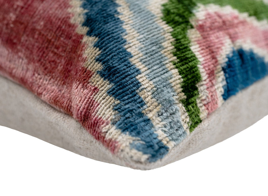 Canvello Luxurious 16x24 Inch Designer Throw Pillow With Down Feather Insert - Artistic Paisley Pattern In Vibrant Colors Pink Blue Green