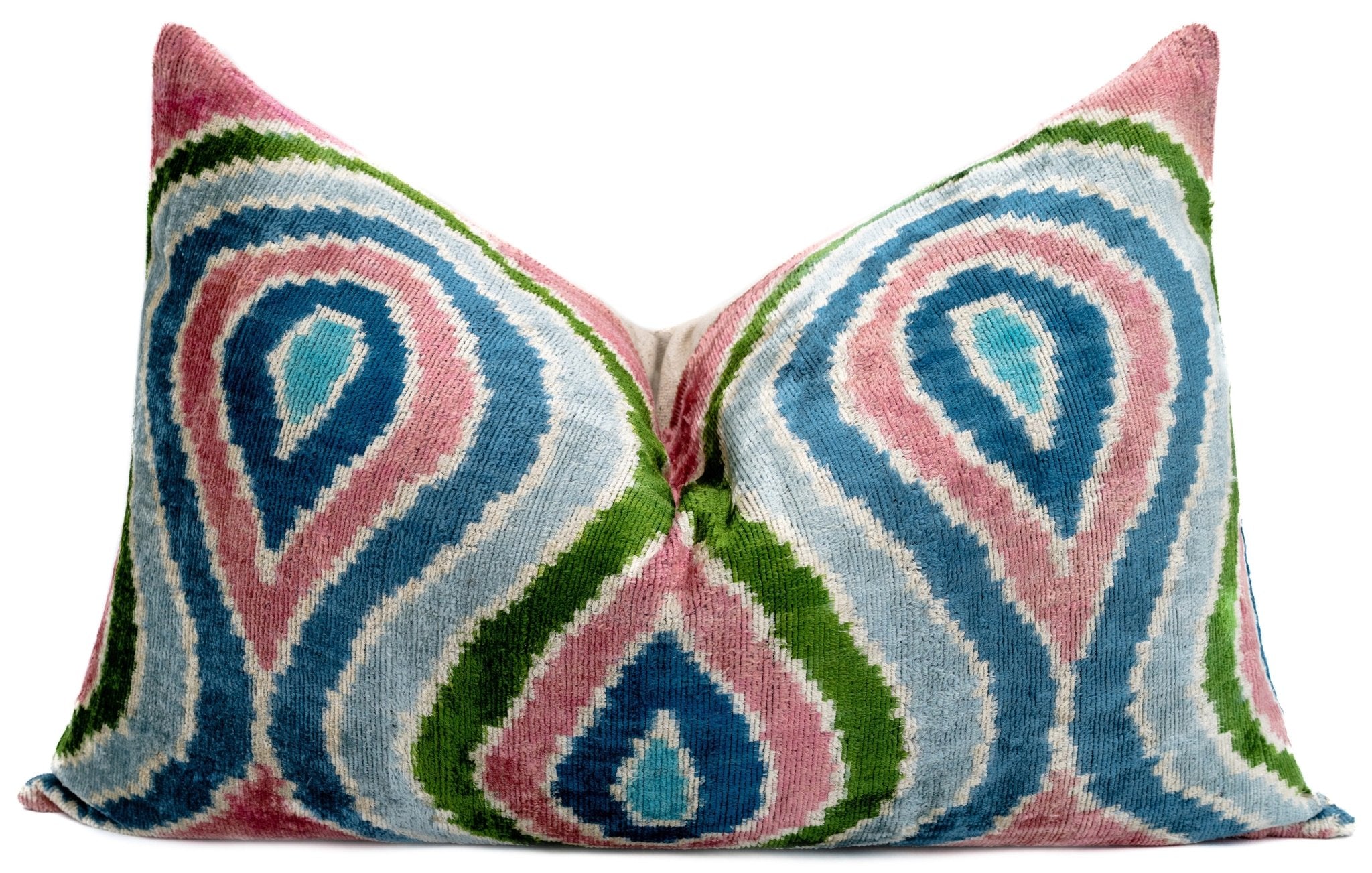Canvello Luxurious 16x24 Inch Designer Throw Pillow With Down Feather Insert - Artistic Paisley Pattern In Vibrant Colors Pink Blue Green