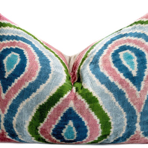 Canvello Luxurious 16x24 Inch Designer Throw Pillow With Down Feather Insert - Artistic Paisley Pattern In Vibrant Colors Pink Blue Green