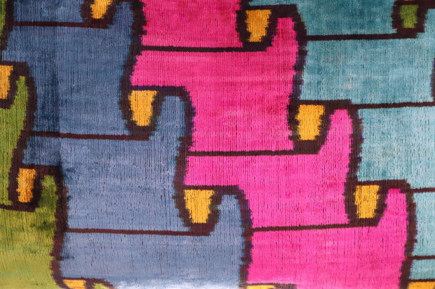 Canvello Multi Color Rainbow Handmade 16x24 Silk Velvet Pillow, Organic Veg Dyed, Down/Feather Filled