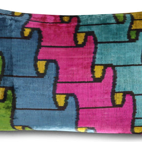 Canvello Multi Color Rainbow Handmade 16x24 Silk Velvet Pillow, Organic Veg Dyed, Down/Feather Filled