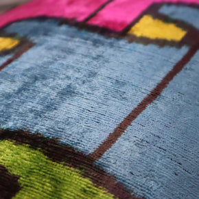 Canvello Multi Color Rainbow Handmade 16x24 Silk Velvet Pillow, Organic Veg Dyed, Down/Feather Filled